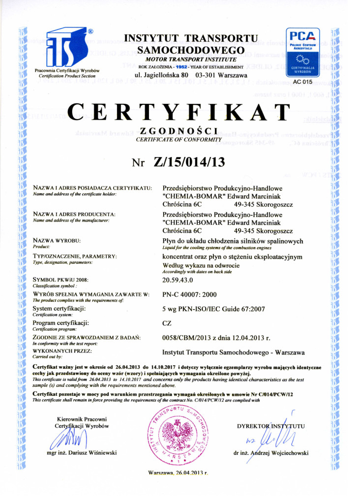 CERTYFIKAT-ZGODNOsCI-GLIDEX-2013_Strona_1-724x1024