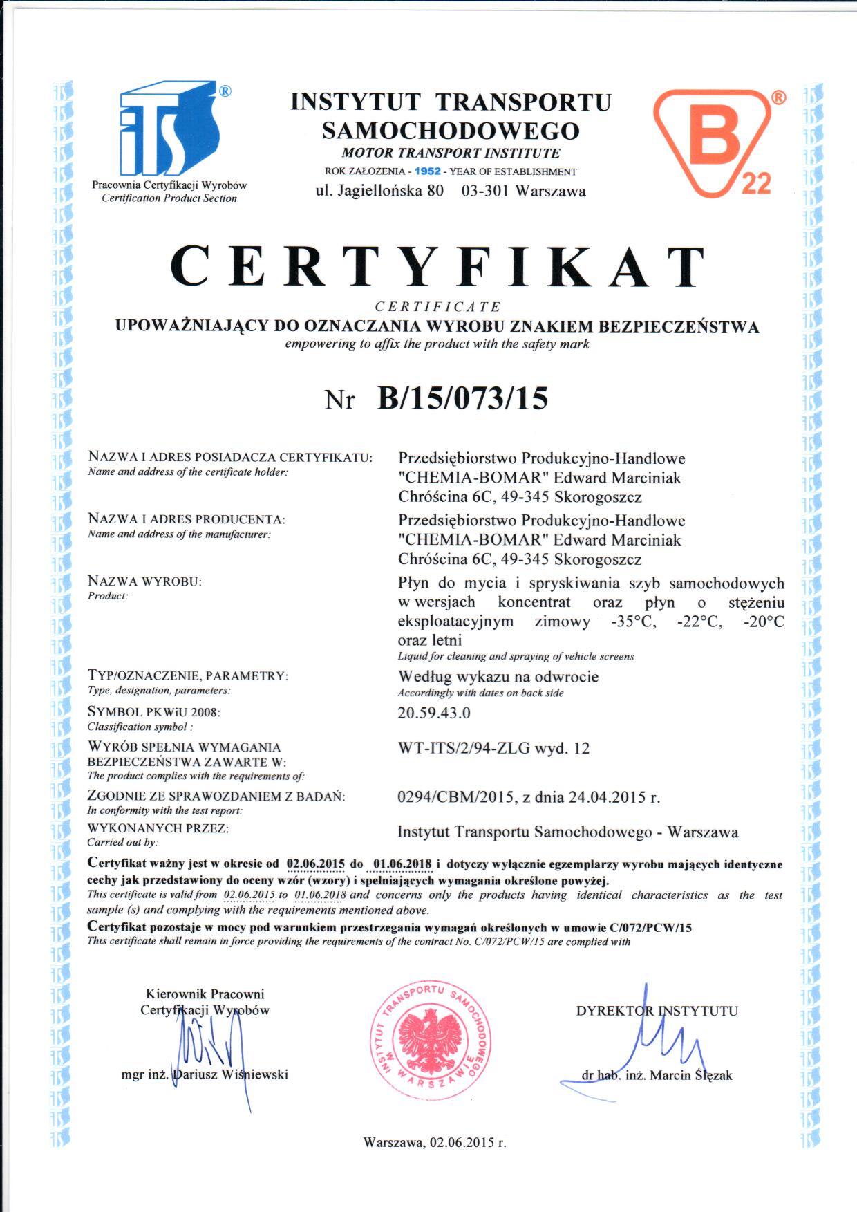 certyfikat b sprysk 2015_Strona_1